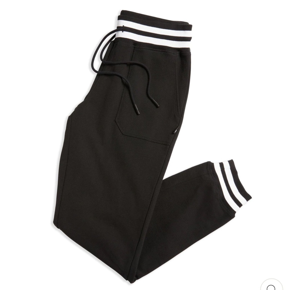 French Terry Jogger LC - Black with Striped Rib | Size M